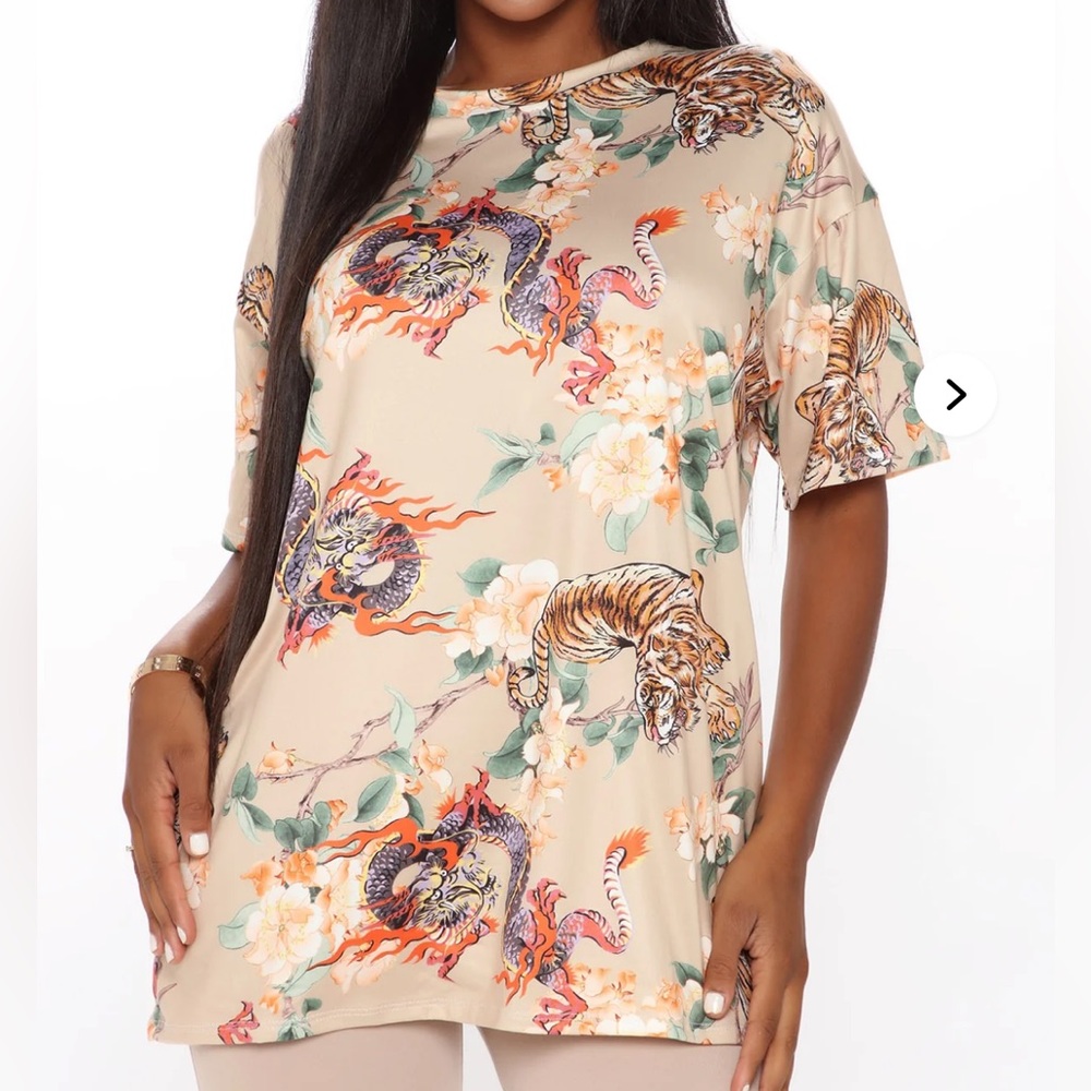 Floral Tiger and Dragon Graphic Tee
